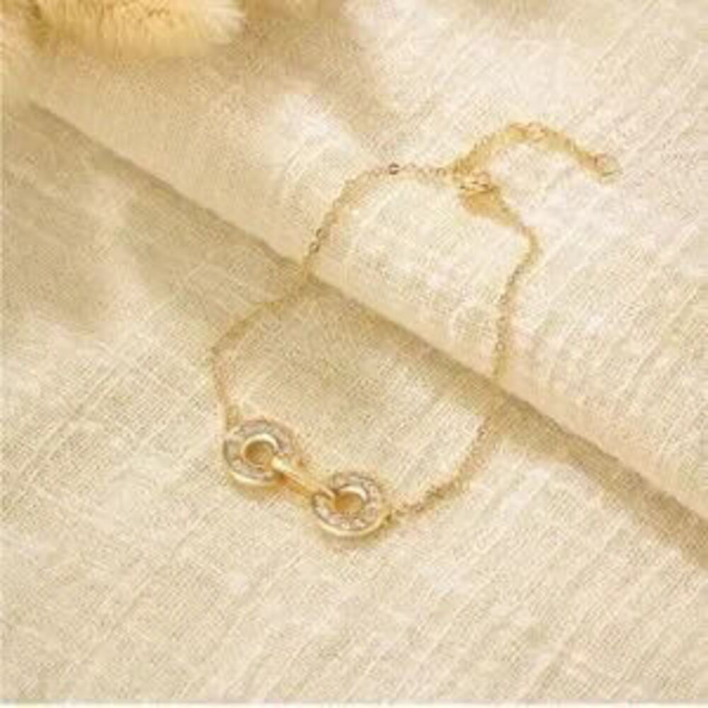 Gold 14k Gold Plated CZ Hoop Chain Bracelet